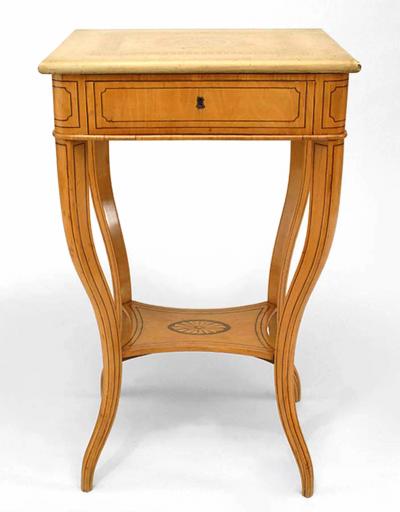French Charles X Maple and Marble End Table