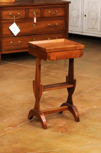 French Charles X Period Walnut 1830s Side Table with Tray Top and Carved Legs