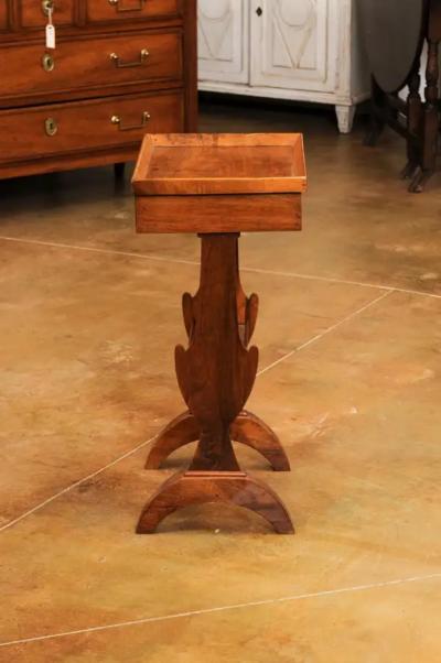 French Charles X Period Walnut 1830s Side Table with Tray Top and Carved Legs