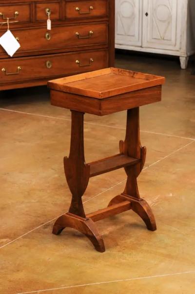 French Charles X Period Walnut 1830s Side Table with Tray Top and Carved Legs
