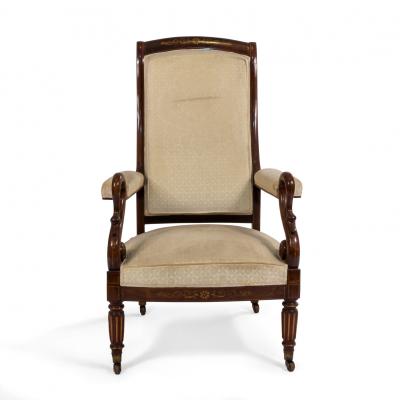 French Charles X Rosewood Arm Chair
