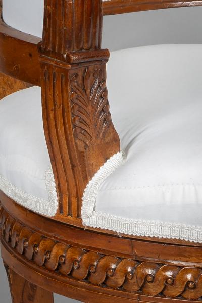 French Charles X Walnut Swivel Desk Chair