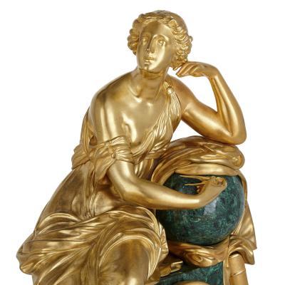 French Charles X malachite and gilt bronze figurative clock
