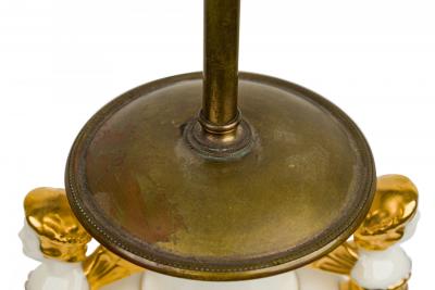 French Charles X style White and Gilt Ceramic and Brass Urn Form Table Lamp