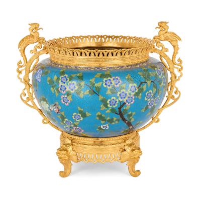 French Chinoiserie Style Cloisonn Enamel and Ormolu Jardini re