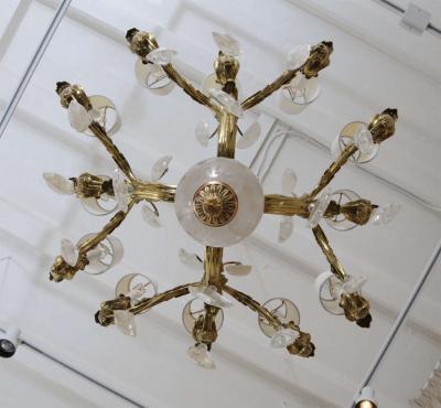 French Circa 1900 Bronze and Oversized Quartz Crystal Chandelier