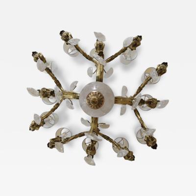 French Circa 1900 Bronze and Oversized Quartz Crystal Chandelier