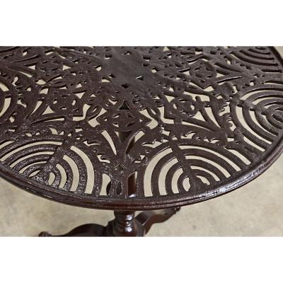 French Circa 1900 Cast Iron Garden Table in New Powder coat