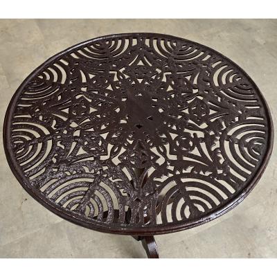 French Circa 1900 Cast Iron Garden Table in New Powder coat