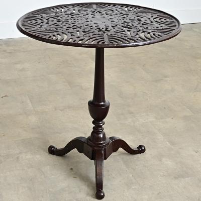 French Circa 1900 Cast Iron Garden Table in New Powder coat