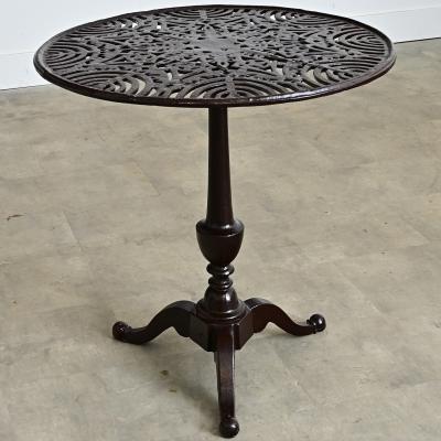 French Circa 1900 Cast Iron Garden Table in New Powder coat