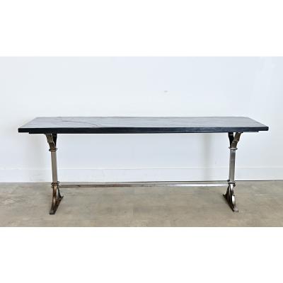 French Circa 1920 Slate and Iron Console Table