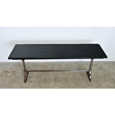 French Circa 1920 Slate and Iron Console Table