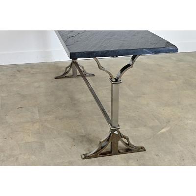 French Circa 1920 Slate and Iron Console Table