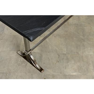 French Circa 1920 Slate and Iron Console Table