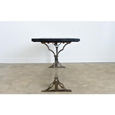 French Circa 1920 Slate and Iron Console Table