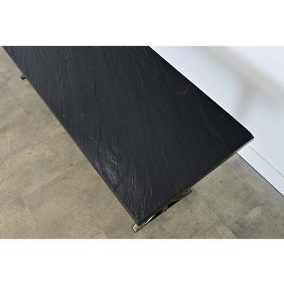 French Circa 1920 Slate and Iron Console Table