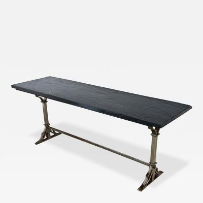 French Circa 1920 Slate and Iron Console Table