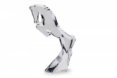 French Contemporary Baccarat Crystal Figure of a Rearing Horse