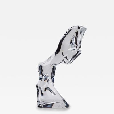 French Contemporary Baccarat Crystal Figure of a Rearing Horse