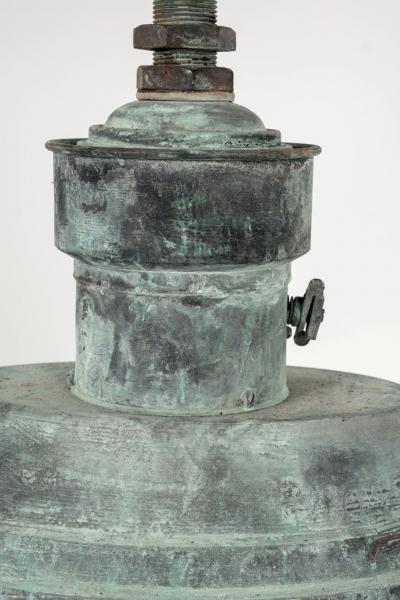 French Copper and Glass Art Deco Pendant Fixture