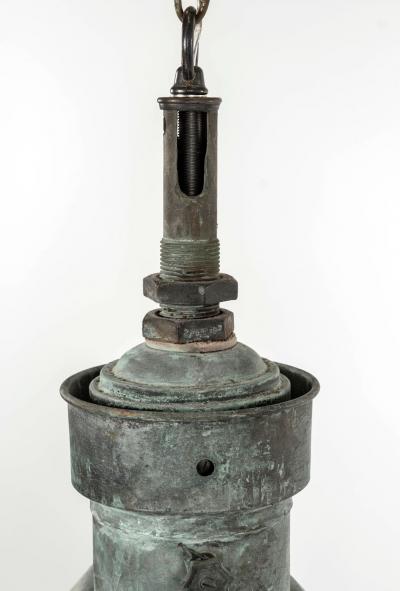 French Copper and Glass Art Deco Pendant Fixture