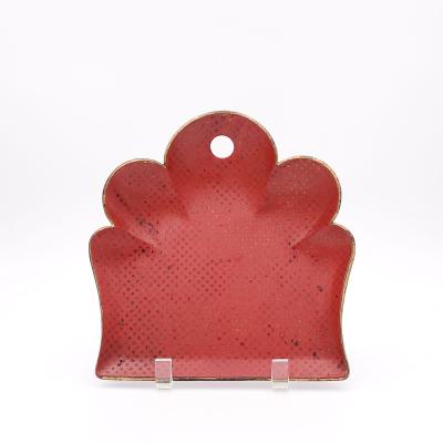 French Crumber with Gold Stars on Chinese Red Lacquer Background 19th Century