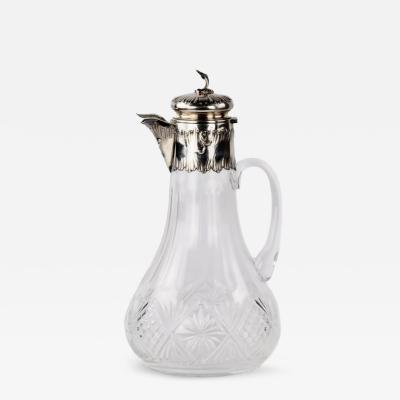 French Crystal Pitcher With Silver Mount France 