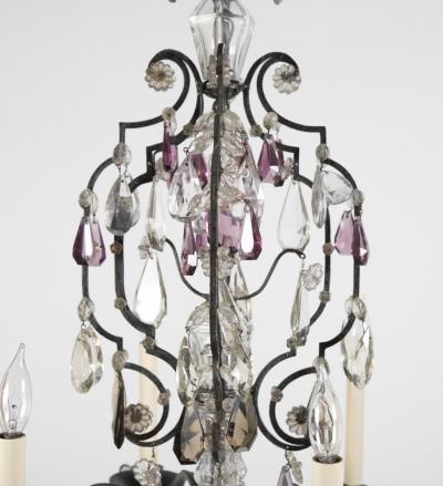 French Crystal Wrought Iron Chandelier
