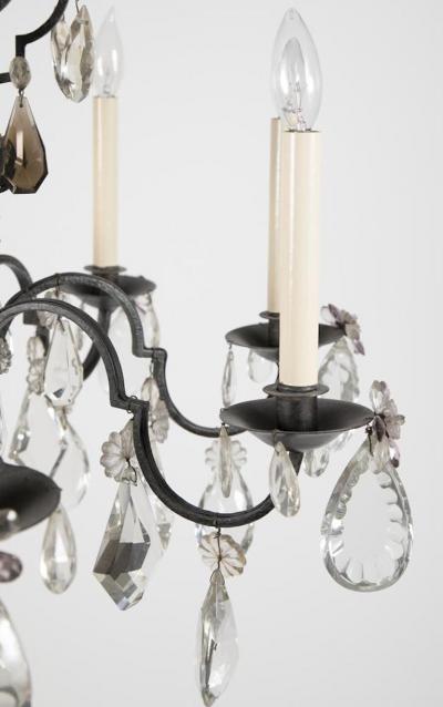 French Crystal Wrought Iron Chandelier