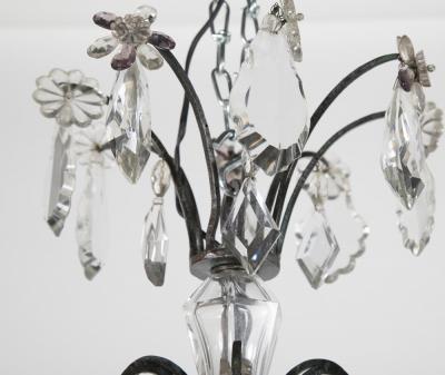 French Crystal Wrought Iron Chandelier