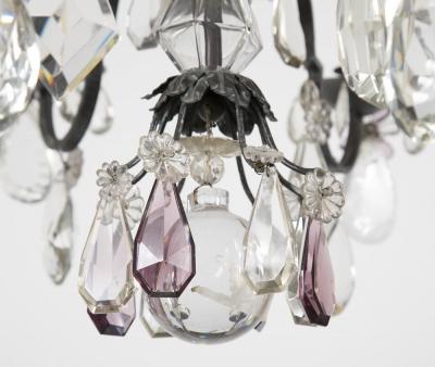 French Crystal Wrought Iron Chandelier