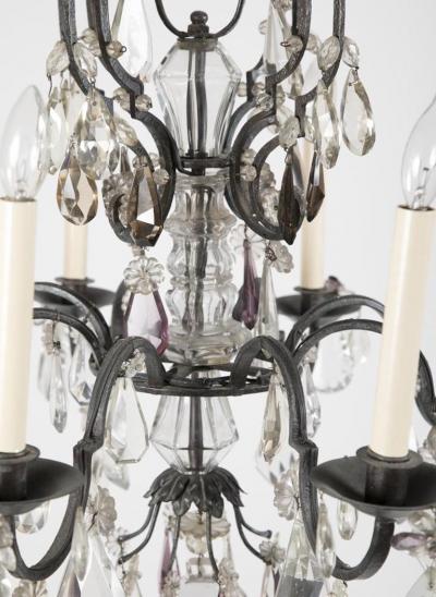 French Crystal Wrought Iron Chandelier