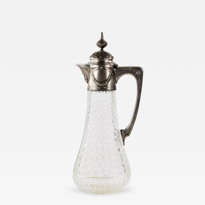 French Cut Crystal And Silver Mounted Ewer Early 20th Century