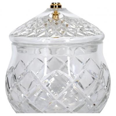French Cut Crystal Brass Covered Finial Serving Piece