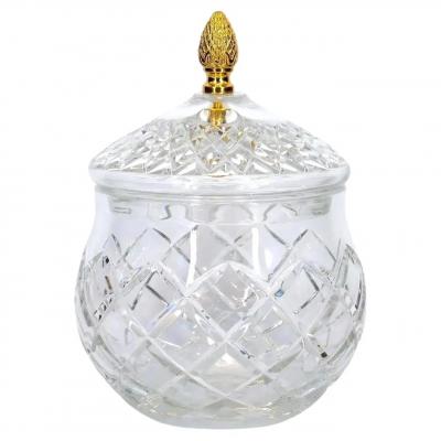 French Cut Crystal Brass Covered Finial Serving Piece