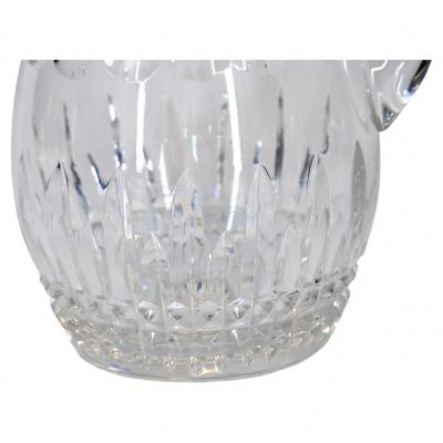 French Cut Crystal Brass Finial Water Pitcher
