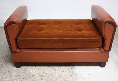 French Deco Leather and Mohair Daybed
