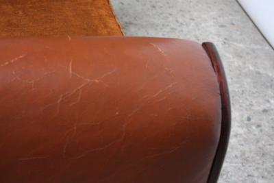 French Deco Leather and Mohair Daybed