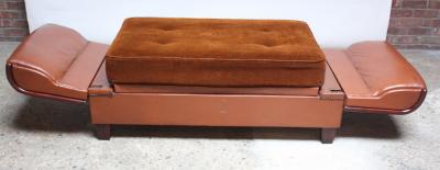 French Deco Leather and Mohair Daybed