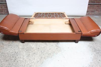 French Deco Leather and Mohair Daybed