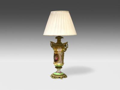 French Design Gilt Bronze Porcelain Ornate Table Lamp France 19th C 