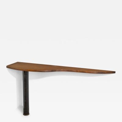 French Designer Console Table with Oak and Cast Iron France 1950s