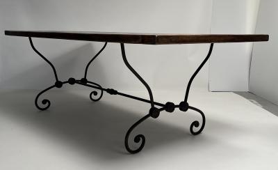 French Dining Table with Scrolled Steel Base