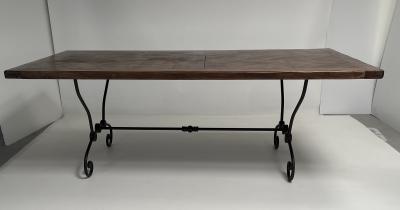 French Dining Table with Scrolled Steel Base