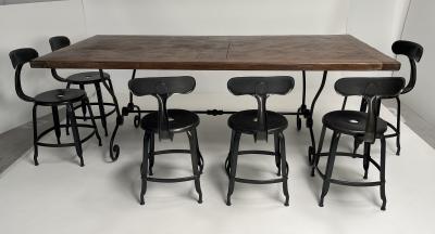 French Dining Table with Scrolled Steel Base