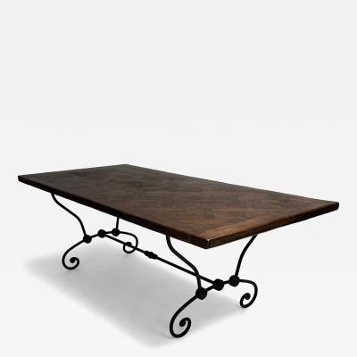French Dining Table with Scrolled Steel Base