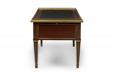 French Directoire Mahogany and Brass Inlaid Leather Top Desk