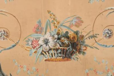 French Directoire Period Floral Painted Panel in Gilded Frame circa 1790