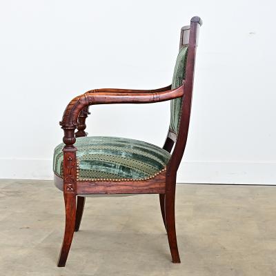 French Directoire Period Striped Velvet Fauteuil